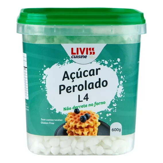 Açúcar Perolado 600 Gramas L4 Para Padaria E Confeitaria Foto 1