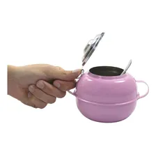 Açucareiro Com Colher Aço Inox Colorido Mesa Café Lanchonete Cor Rosa Foto mini 3