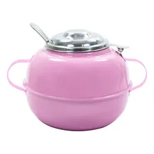 Açucareiro Com Colher Aço Inox Colorido Mesa Café Lanchonete Cor Rosa Foto mini 1