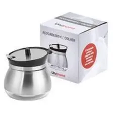 Açucareiro Vidro Revestido Inox Colher 230ml - Portátil Foto mini 3