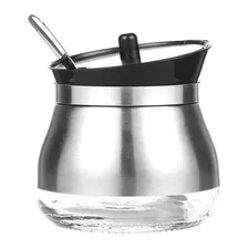 Açucareiro Vidro Revestido Inox Colher 230ml - Portátil Foto mini 2