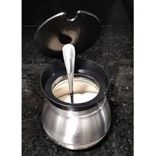 Açucareiro Vidro Revestido Inox Colher 230ml - Portátil Foto mini 4