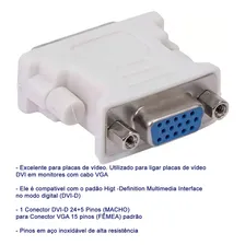 Adaptador Dvi-i 24+5 Pinos Macho P/ Vga 15 Pinos Femea Foto mini 4