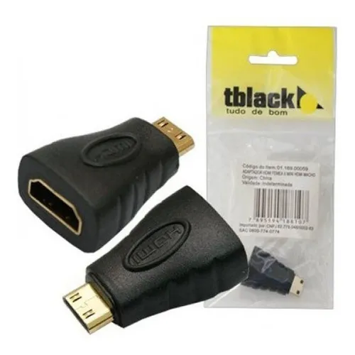 Adaptador Hdmi Fêmea X Mini Hdmi Macho Ouro - Tblack Foto 1