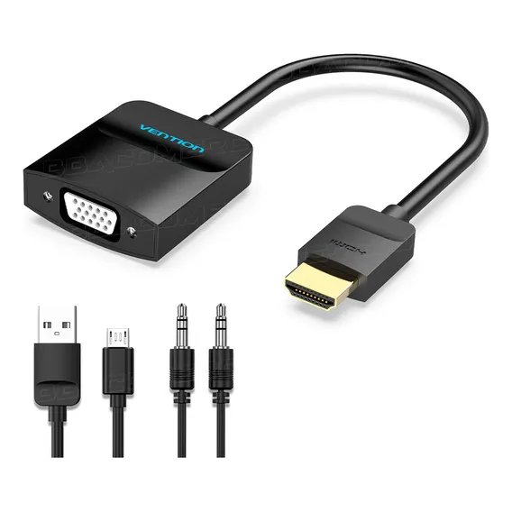 Adaptador Hdmi P/ Vga P2 Com Audio Ligar Ps4 Xbox Em Monitor Foto 1