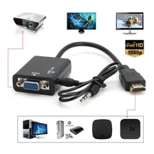 Adaptador Hdmi Para Vga Com Cabo P2 De Áudio Kit Com 3 Caixas Foto mini 3