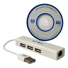 Adaptador Hub 3 Portas Usb Lan Rede Ethernet Gig Rj45 10/100 Foto mini  2