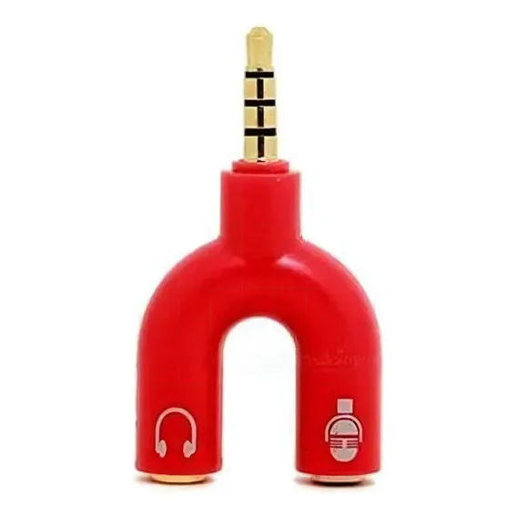 Adaptador P2 Para Fone E Microfone P2 X P3 - Vermelho Foto 1