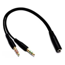 Adaptador P3 P/ Headset Fone E Microfone Em Notebook Pc P3 FĂȘmea Para P2 Macho (fone) P2 Macho (microfone) Guerra Dos Games Foto mini 2