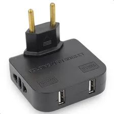 Adaptador Para Tomada Saídas Usb Bivolt Articulável 16/250v Foto mini 1