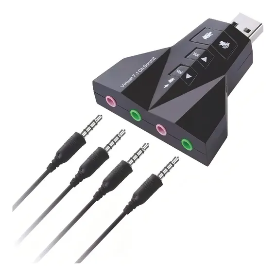 Adaptador Placa De Som Usb 7.1 Entrada P2 Fone E Microfone Foto 1