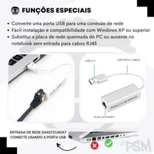 Adaptador Placa Rede Rj45 Usb Internet Notebook Pc + Cabo 5m Foto mini  2