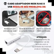 Adaptador Placa Rede Rj45 Usb Internet Notebook Pc + Cabo 5m Foto mini  3