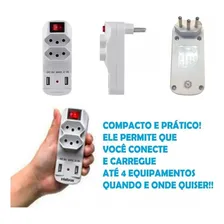 Adaptador Safeline SL6017 2 Tomada Padrão 10a Benjamim duplo com 2 portas Usb 5V 110V/220V Foto mini  2