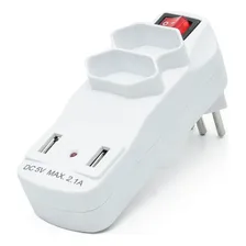 Adaptador Safeline SL6017 2 Tomada Padrão 10a Benjamim duplo com 2 portas Usb 5V 110V/220V Foto  mini 1