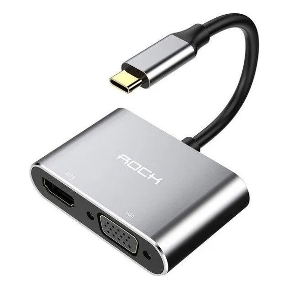 Adaptador Tipoc Para Hdmi E Vga Para 4k E 2k Rock Foto 1