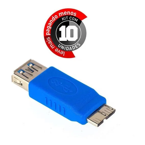 Adaptador Usb 3.0 Fêmea Para Micro Usb-b Macho - Kit Com 10 Foto 1