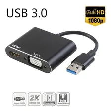 Adaptador Usb 3.0 Para Hdmi Vga Video 1080p Windows 7 8 10 Cor Preto Alloyseed Foto mini 2