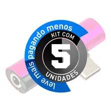 Adaptador Usb Tipo-c Para Fone Ouvido P2, Rosa - Kit Com 5 Foto mini  2