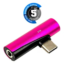 Adaptador Usb Tipo-c Para Fone Ouvido P2, Rosa - Kit Com 5 Foto  mini 1