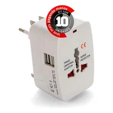 Adaptadores Universal De Tomadas Com Usb - Kit 10 Foto mini 1