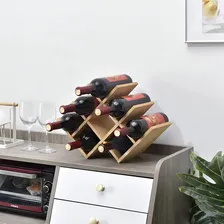 Adega Rack Suporte 8 Garrafas Vinho Bebidas Em Bambu Foto mini 4