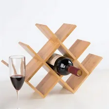 Adega Rack Suporte 8 Garrafas Vinho Bebidas Em Bambu Foto mini 2