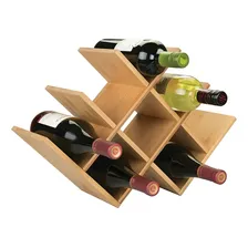 Adega Rack Suporte 8 Garrafas Vinho Bebidas Em Bambu Foto mini 1