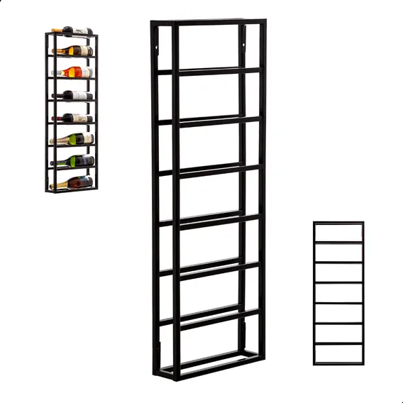 Adega Vertical Suporte Vinho Parede 8 Garrafas Preto Foto 1