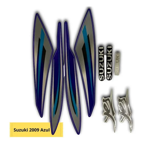 Adesiva Adesivo Suzuki 2009 Azul Faixas Jogo Kit Adesivos Foto 1