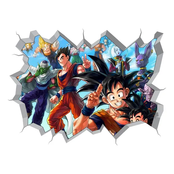 Adesivo 3d Buraco Na Parede Dragon Ball Z Desenho Animado Foto 1