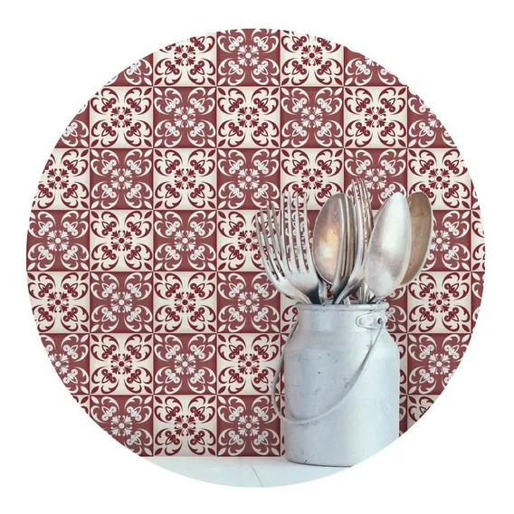 Adesivo Azulejo 20x20 Cm 24un Cozinha Vermelho Cardeal Foto 1