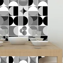 Adesivo Azulejo Cozinha Geometrica Preto Branco 10x10 200un Foto mini 4