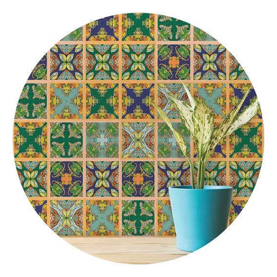Adesivo Azulejo Hidráulico Português 15x15cm 36un - 0,81 M2 Cor Outono Foto 1