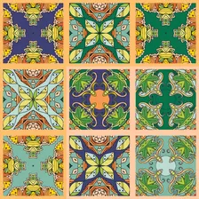 Adesivo Azulejo Hidráulico Português 15x15cm 36un - 0,81 M2 Cor Outono Foto mini 4