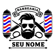 Adesivo Barbearia Barbeiro Salão Porta Vidro Parede 100x80 Cor Preto Foto mini 1