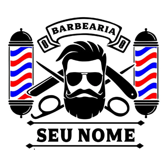 Adesivo Barbearia Barbeiro Salão Porta Vidro Parede 100x80 Cor Preto Foto 1