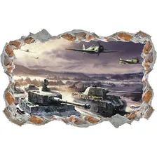 Adesivo Buraco Segunda Guerra Mundial Tanque Quarto Sala 3d Cor Colorido Foto mini 1