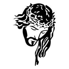 Adesivo Carro Face Rosto De Jesus Cristo Deus - Preto Foto mini 1