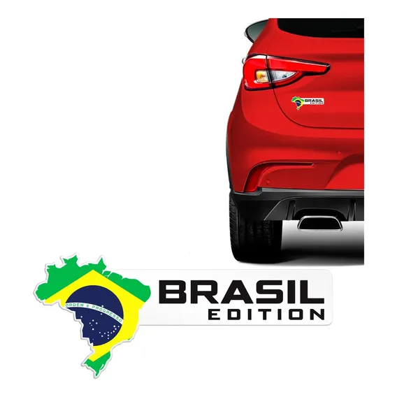 Adesivo Cromado Brasil Edition Emblema Resinado Universal Foto 1