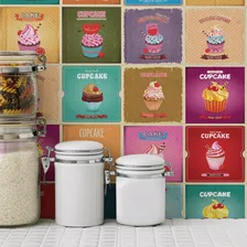 Adesivo De Azulejo Cozinha Vintage Cup Cake 15x15cm 18un Cor Amarelo Foto mini  2