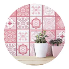 Adesivo De Azulejo Hidráulico Rosa 10x10cm 100un Foto  mini 1