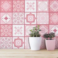 Adesivo De Azulejo Hidráulico Rosa 10x10cm 100un Foto mini  2