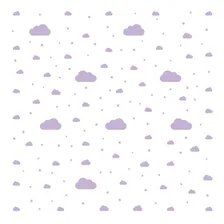 Adesivo De Parede 64 Nuvens 70 Estrelas Lilás Para Quarto Foto mini 3