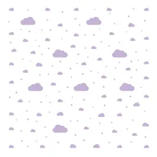 Adesivo De Parede 64 Nuvens 70 Estrelas Lilás Para Quarto Foto mini  3