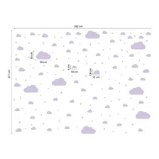 Adesivo De Parede 64 Nuvens 70 Estrelas Lilás Para Quarto Foto mini 2