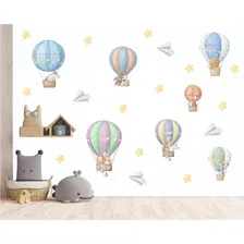 Adesivo De Parede Animais Cute Em Balões Aquarela Foto  mini 1
