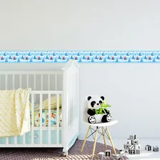Adesivo De Parede Faixa Decorativa Infantil Barco 6m X 15cm Cor Azul Foto mini 2
