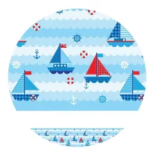 Adesivo De Parede Faixa Decorativa Infantil Barco 6m X 15cm Cor Azul Foto mini 1