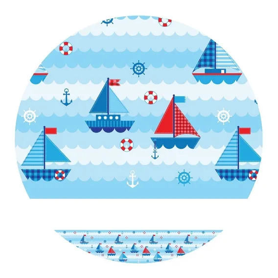 Adesivo De Parede Faixa Decorativa Infantil Barco 6m X 15cm Cor Azul Foto 1